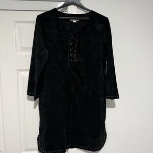 VELVET By Graham & Spencer BLACK Suede Lace Up Dress- S